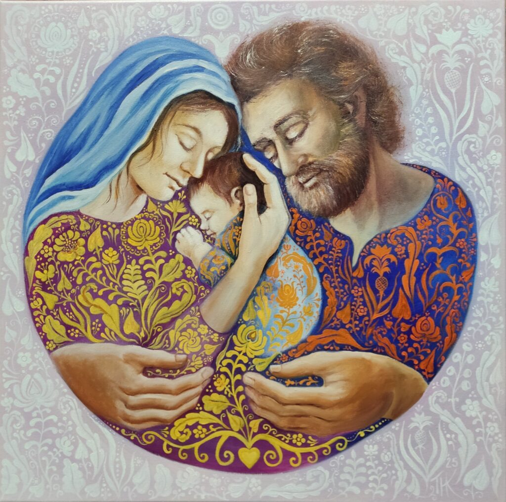 Szent Család, Holy family magyar motívum folklór folklore szeretetben